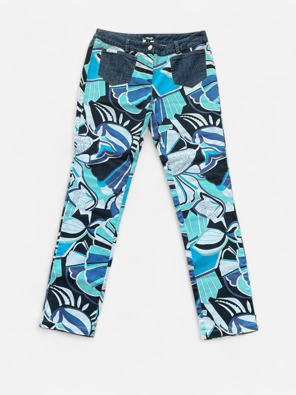 Vtg y2k D&G Blue Graphic Print Low Mid Rise Denim Jeans